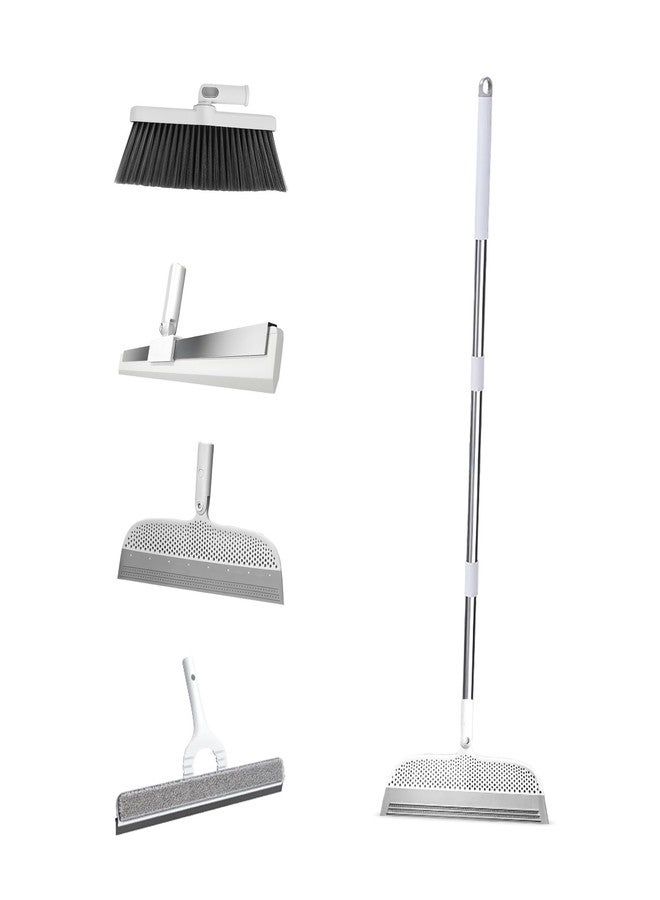 Home Essentials HomeEssentials CleanMate 4-in-1 Cleaning Kit - Floor Scrub Brush, Grout Brush, Corner Scrubber & Microfiber Mop with Long Handle for Bathroom, Tile, Tub & Home Cleaning - Image 1